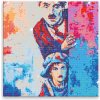 Diamantové maľovanie - Charlie Chaplin vo farbách - 80x80 cm, plátno vypnuté na rám - výroba CZ