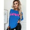 Fashionweek Dámsky mäkký voľný sveter s nápisom LOVE NB142305 Farba: Modrá, Veľkosť: Universal