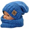 BABY NELLYS Jesenná/zimná čiapka s komínkem modrá