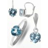 A-B Set of silver heart shaped jewelry with topaz Sky blue 20000038