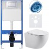 CERANO - Kompletný podomietkový WC set Lite/Cesso - biela matná - WC tlačidlo Classic, chróm - predstenová inštalácia / sadrokartón - 49x36 cm