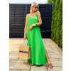 Dámske dlhé letné šaty na ramienka - zelené - UNI