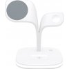 AppleKing yM-UD22 3v1 magnetický bezdrôtový stojan s podsvietením pre iPhone / Apple Watch / AirPods - 15W - biely - možnosť vrátiť tovar ZADARMO do 30tich dní