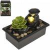 Vodná izbová fontánka LED, sukulent a dekoračné kamene – batériová