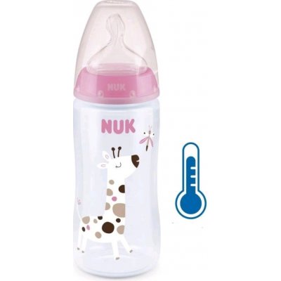 Dojčenská fľaša NUK FC+Temperature Control 300 ml BOX-Flow Control cumlík pink