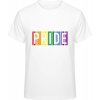 Premium Tričko - Dúhový nápis - PRIDE - Biela - XL - Pánske