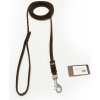 Vodítko výstavné (predvádzacie) s uškom, 12mm/220cm, chrómová karabína, koža, hnedé
