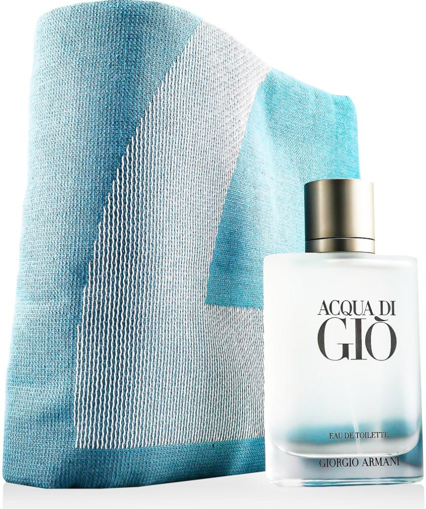 Giorgio Armani Acqua di Gio Man EDT 100 ml – svieža a elegantná pánska toaletná voda v darčekovej sade s uterákom.