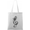 Husľový kľúč kvety - Taška bavlnená - 42 x 38 cm ( Biela )