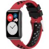 eses Silikónový remienok dierkovaný pre Huawei Watch Fit a Huawei Watch Fit New - Červeno čierny