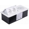Zásuvka do nábytkového stola zapustená do dosky 2x230V 1x Bezdrôtové nabíjanie 15W Modulbox II biela