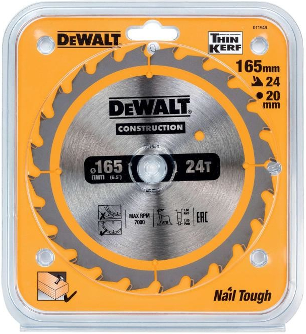 DeWalt DT1949 Pilový kotouč ATB 24° 165x20 mm, (24 zubů)