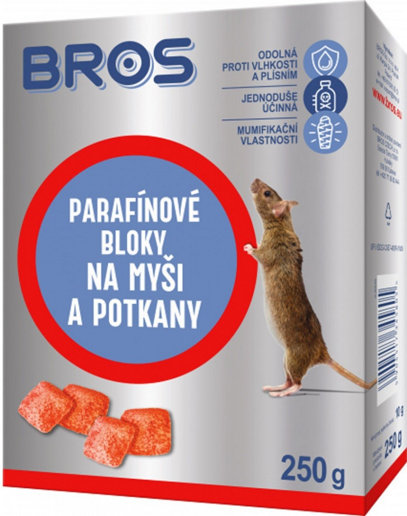 BROS parafínové bloky na myši a potkany 250 g