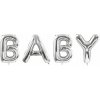 PartyDeco Fóliový balón Baby 262x86cm strieborný