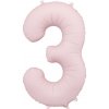 Party Deco Party Deco Balón Číslo 3 Pastelovo ružový 86 cm