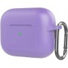 AppleKing silikónový ochranný obal s karabínou pre AirPods Pro 2 (2022) s konektorom Lightning - fialový - možnosť vrátiť tovar ZADARMO do 30tich dní