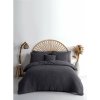 Antracitové obliečky na jednolôžko z bavlny Renforcé 140x200 cm Waffle Striped – Mila Home Luxury