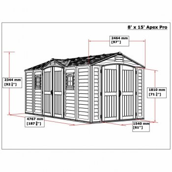 DURAMAX Apex Pro 15'x8', 9,8 m² - sivý + podlahová konštrukcia DURAMAX 40216