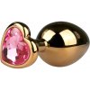 Easytoys - análny kovový plug so zirkónom - zlatý/pink - 3 cm
