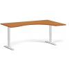 Ergonomický výškovo nastaviteľný stôl, 180x120 cm, 1 motor, L/P, biela podnož, čerešňa