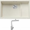 Blanco SUBLINE 700 U Level biela soft + kôš z nerezu 527171 + Blanco MILA chróm 519414