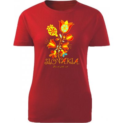Valach Tričko Slovakia kvet Dámske klasik Červené S (36-38)