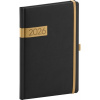 NOTIQUE Týždenný diár Twill 2026, čierno-zlatý, 15 x 21 cm