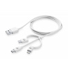Dátový kábel USB CellularLine Lightning + Micro USB + USB-C biely