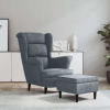 zahrada-XL Kreslo wingback s podnožkou tmavosivé zamatové 3115932