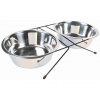 Nerezový stojan + 2 misky 2 x 0,45 l/ø 13 cm/ 28 x 6 x 15 cm