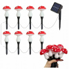 Solárne záhradné lampy / svetlá v tvare muchotrávok, zapichovacie, LED, 5,5 m, 8 ks