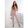Elegantná súprava - púdrová (Dámsky komplet s nohavicami)
