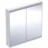 Geberit ONE - Zrkadlová skrinka s LED osvetlením, 900x900x150 mm, 2 dvierka, vstavaná, biela 505.803.00.2