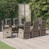 VidaXL 9-dielna súprava záhradného nábytku s poduškami, čierno-sivý PE ratan