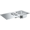 GROHE K200 ​nerezový dvojdrez s odkvapávacou plochou, s excentrom, obojstranný, horná montáž, 965 x 500 mm, kartáčovaná nerezová oceľ, 31564SD1