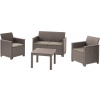 KETER EMMA 2 SEATER SOFA SET SMOOTH ARMS WITH CLASSIC TABLE cappuccino/piesková (246157) - set záhradného nábytku