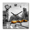 Sklenené hodiny štvorec Taxi New York 30x30 cm