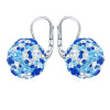 Silvego Strieborné náušnice guličky 13 mm so Swarovski® Crystals tmavo modrá SILVEGOB36120db