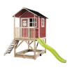 Detský záhradný domček EXIT Loft 500 drevený s pieskoviskom a červenou šmykľavkou