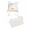 Pletená čepice s bavlněnou podšívkou a šátkem 2v1, Teddy Hand made - kokosová bílá