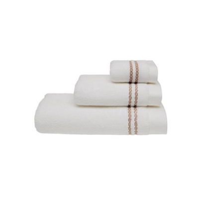 Soft Cotton Malý uterák Chaine 30 × 50 cm, biely – béžová výšivka