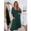 ZAZZA Tmavozelené spoločenské šaty s volánovými rukávmi Veľkosť: XL