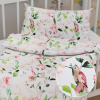 Biante Detské bavlnené posteľné obliečky do postieľky Sandra SA-432 Vtáci medzi kvetmi Do postieľky 90x140 a 40x60 cm