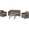 KETER EMMA 3 SEATER SOFA SET SMOOTH ARMS WITH CLASSIC TABLE cappuccino/piesková (246154) - set záhradného nábytku