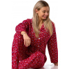 Dámské flanelové pyžamo, vínové květinové, teplé, bavlna 1DF0051 vínová XXXL + První výměna zboží zdarma.