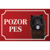 Čau Čau - Kovová tabuľka POZOR PES