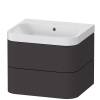 DURAVIT Happy D.2 Plus c-shaped závesná skrinka s nábytkovým umývadlom bez otvoru, 2 zásuvky, 575 x 490 x 480 mm, grafit super matná, HP4345N8080