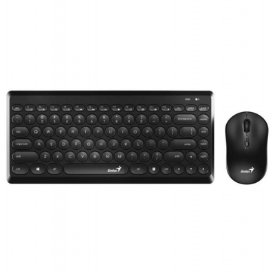 Genius LuxeMate Q8000 set klávesnice a myši, bezdrátový, retro design, CZ+SK layout, 2,4GHz, mini USB přijímač, černý (31340013403)