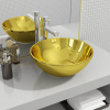 vidaXL Umývadlo 32,5x14 cm keramické zlaté - Zlato - 182325-116419