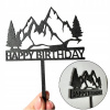TOPPER na čierny narodeninový tort HAPPY BIRTHDAY hory